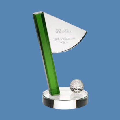 Glass Golf Flag Trophy with Ball JB3003