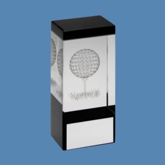 Glass Block Golf Trophy with Image JR2-TD602G