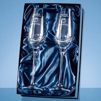 Set of 2 Diamante Champagne Flutes in Presentation Box SL130