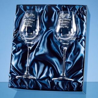 Two Diamante Wine Glasses in Presentation Box L139
