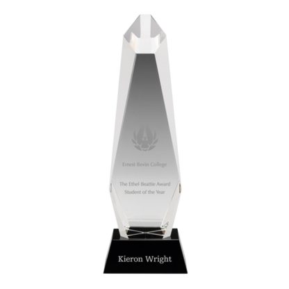 shard glass trophy mc10-2 with engraving illustration