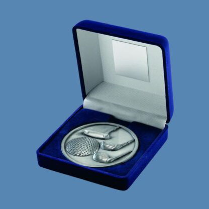 Silver Golf Medal with Blue Velvet Box JR2-TY30B