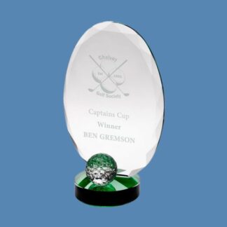 Glass Golf Trophy with Golf Ball JB3100