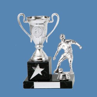 Silver Footballer Figure and Trophy Cup BF18/1