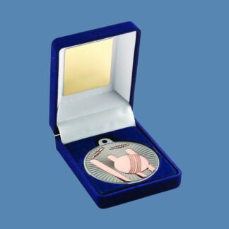 Bronze Cricket Medal in Blue Velvet Box JR6-TY107C