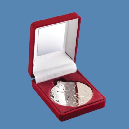 Silver Cricket Medal in Red Velvet Box JR6-TY40B