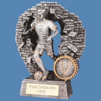 Male Footballer Smashed Wall Resin Trophy CF11/4