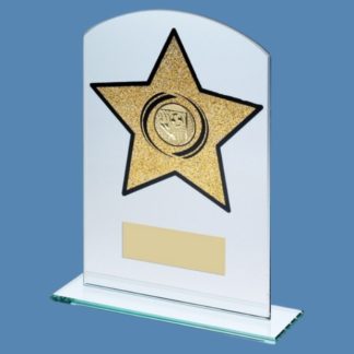 Jade Glass Football Plaque With Gold Star JR1-TD949G