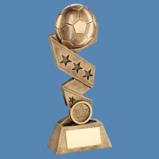 Gold Football Zig Zag Star Ribbon Trophy JR1-RF205