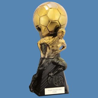 Gold and Black Female Football Figure Trophy PA24004