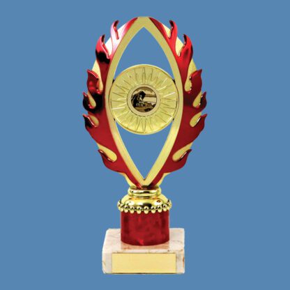 Red Flame Trophy on Marble Base DA35/1