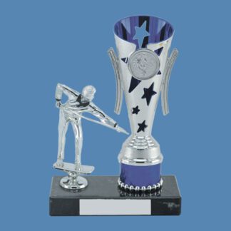 Silver and Blue Star Snooker Figure Trophy DD19/1