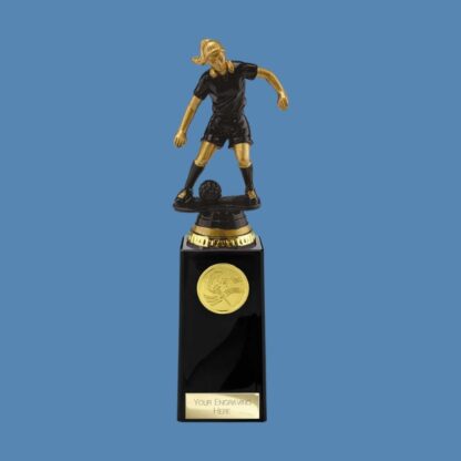 Cyclone Female Footballer Figure Black Trophy TR24556